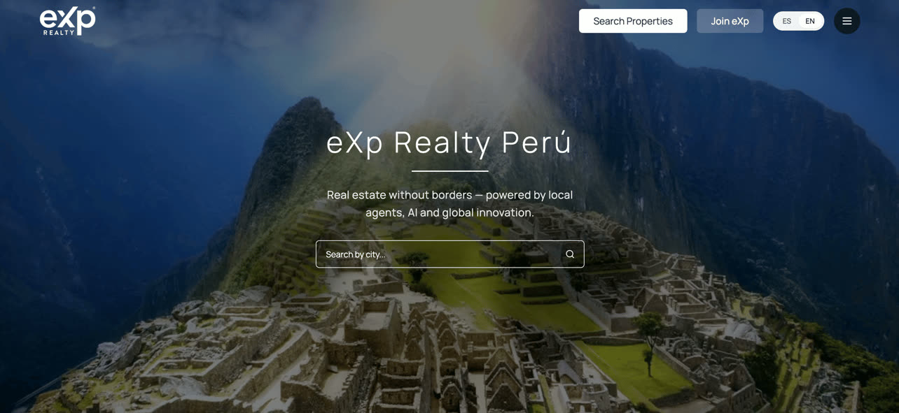 eXp Realty Peru, salah satu dari 26 situs untuk berbagai negara yang dibangun dengan Lovable
