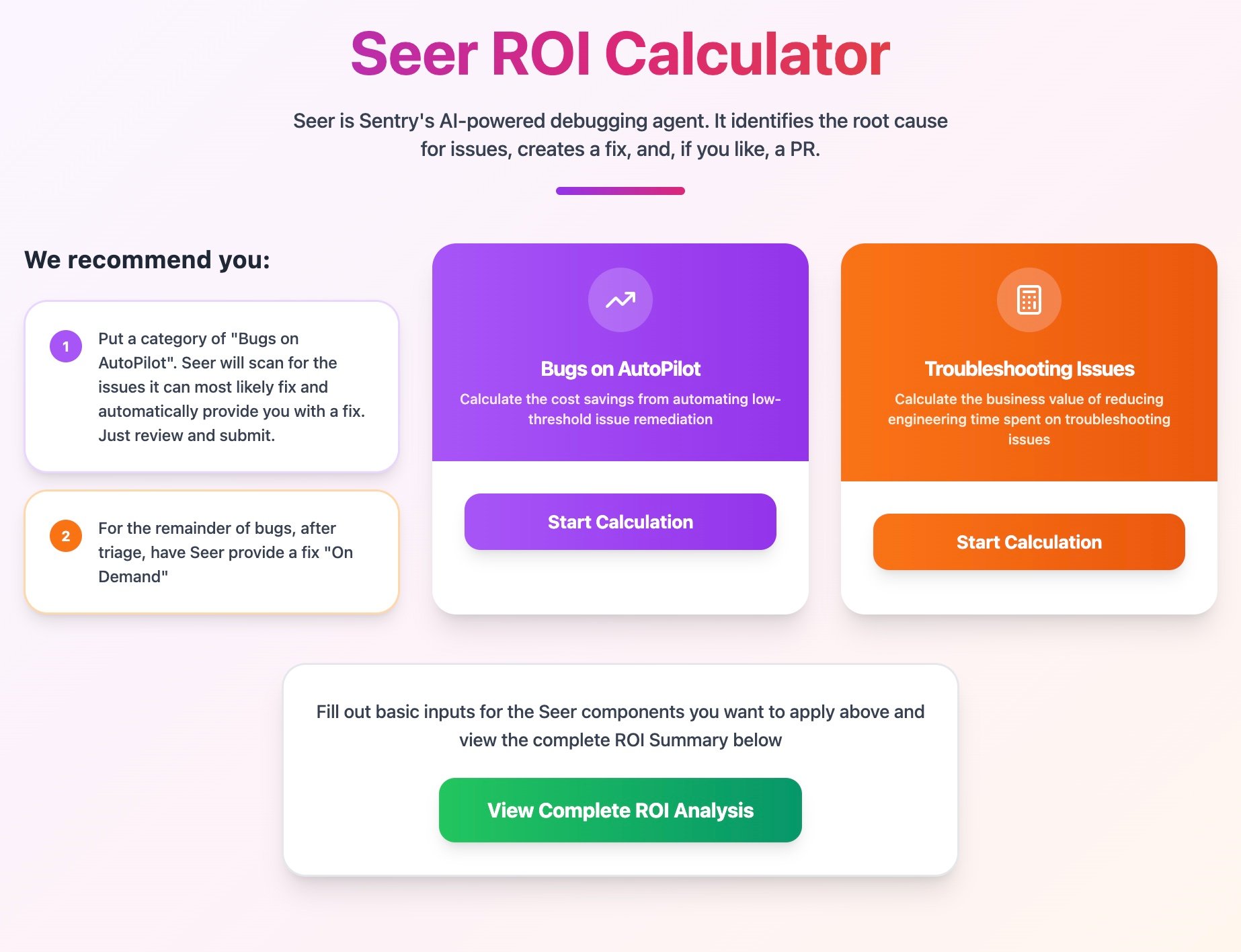 Sentry ROI calculator