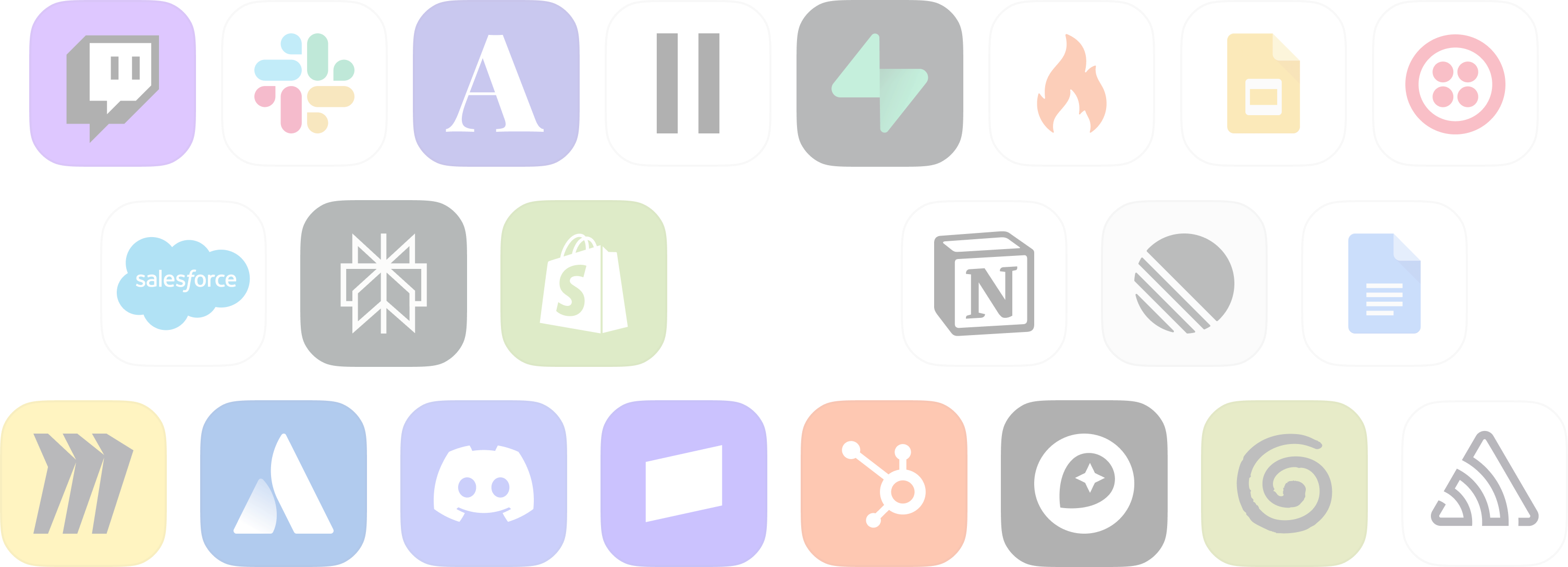 Integration app logos with n8n highlighted in the center
